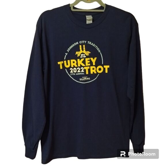 Turkey Trot 2022 Johnson City TN Long Sleeve Double Sided Tee Sz S - Picture 1 of 4
